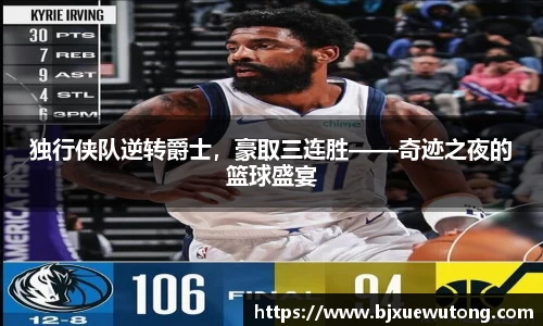 独行侠队逆转爵士，豪取三连胜——奇迹之夜的篮球盛宴